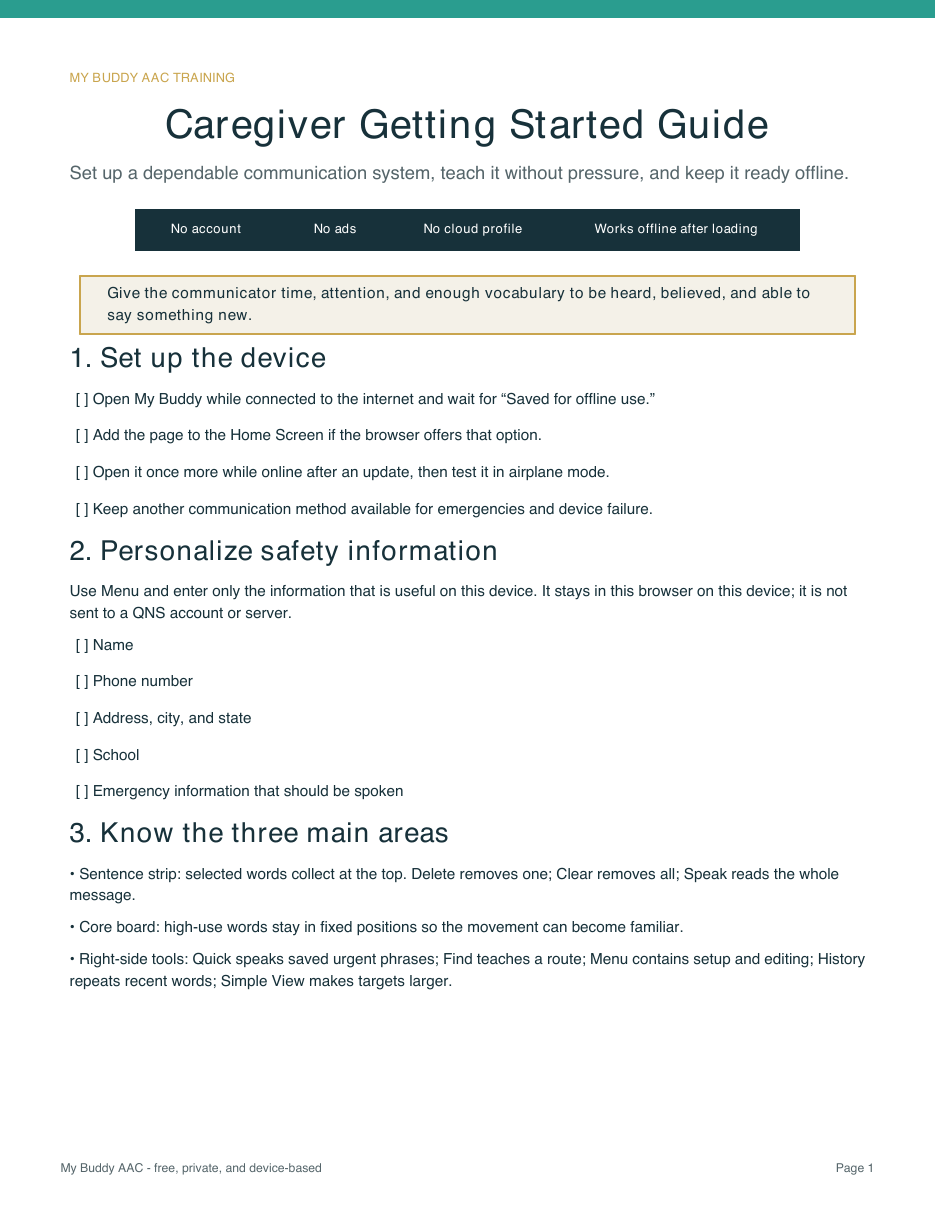 Preview of the My Buddy caregiver guide