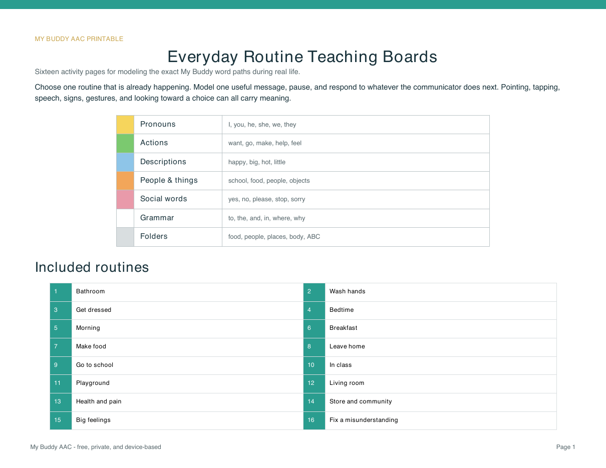 Preview of My Buddy routine teaching boards